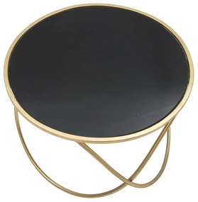 Kerek üveg dohányzóasztal, hajlított lábbal, 60 cm, fekete-arany - CANOPUS