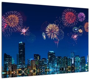 Kép - tűzijáték Miamiban (üvegen) (70x50 cm)