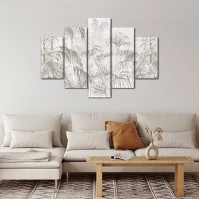 Kép - Trópusi növények a falon szürke színben (150x105 cm)