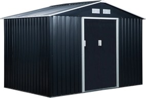 Outsunny 4,9 m²-es Kerti Tároló, Tetős Kerti Ház, Kicsúsztatható Ajtó, Alapozás, 277 x 195 x 192 cm, Horganyzott Acélból Készült, Időjárásálló Kerti S