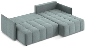 Kék kinyitható-tárolóhelyes sarokkanapé (jobb oldali-heverő résszel) Moku – Makamii