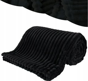 Takaró 160x200 Mikroszálas Dombornyomott Puha Ágytakaró Fekete csíkos