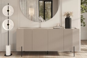 Malmi négyajtos komód fém lábakon - 200 cm - kasmír / krém bianca / fekete lábak