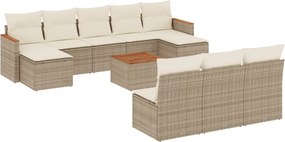 vidaXL 11 részes bézs polyrattan kerti ülőgarnitúra párnákkal