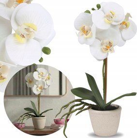 Mesterséges orchidea Fehér orchidea Cserépben Élő Dekoráció Prémium 30 cm