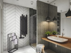 Regnis sertés, fűtőelem 320x1400mm, egylyukú jobb alsó csatlakozással 50mm, 710W, fekete matt, SORK140/30/PD50/FEKETE