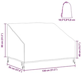 Kerti Pad Borító Fekete 130 x 95 x 40 / 80 cm 210D szövet