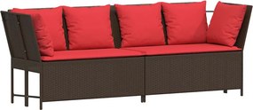 vidaXL barna polyrattan kerti kanapé párnákkal