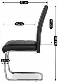 Szánkótalpas Étkezőszék Fekete Eco-bőr Kárpittal. EDER