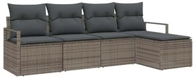 vidaXL Kanapé Szett párnával tárolóval 5 pcs Szürke polirattan
