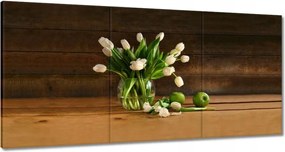 Vászonkép 180x90 Fehér tulipánok vázában