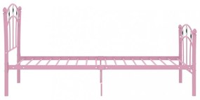 rózsaszín fém ágykeret focis dizájnnal 90 x 200 cm