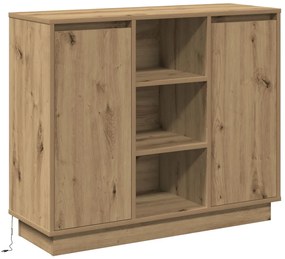 LED-es oldalszekrény Artisan tölgy 90x32x75 cm Műanyag
