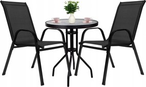 Kerti Bútor Szett Erkély Terasz Vízálló ASZTAL+2 Szék Fekete