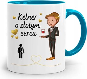 Pincérnek Kék Szívű Pincér Bögre fényképes nyomtatással