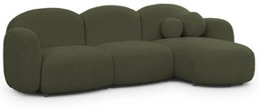 Zöld buklé sarokkanapé (jobb oldali-heverő résszel) Orbit – Ropez