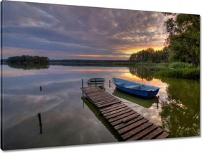 Vászonkép 90x60 Naplemente tó