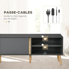 HOMCOM TV Állvány TV Pad 55 hüvelykes TV-hez Északi Stílus 2 Ajtóval 2 Polccal Kábeltartóval 150 x 35 x 45 cm Sötétszürke | Aosom