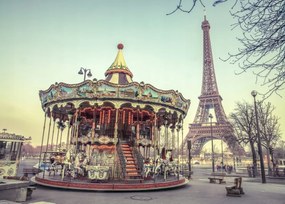 Poszter 70x50cm Körhinta és Eiffel-torony 2, Assaf Frank