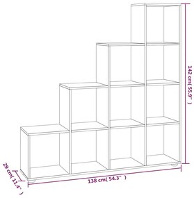 fekete szerelt fa lépcsős könyvespolc 142 cm