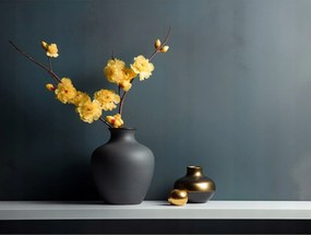 Vászonkép Canvas Dekoráció Sárga Virágok Váza Arany Fekete 80x60