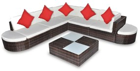 8 részes barna polyrattan kerti ülőgarnitúra párnákkal