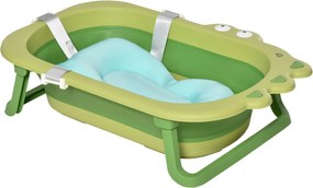 HOMCOM Összecsukható Babakád 0-3 Év 50 Liter Kényelmes Párnával és Összecsukható Lábbal 110 kg Terhelhetőséggel 80x54x21 cm Zöld | Aosom