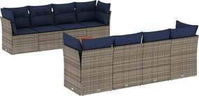 vidaXL 9 részes szürke polyrattan kerti ülőgarnitúra párnával