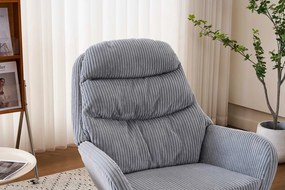 Hintaszék, relaxációs szék kordbársony kárpitozással, szürke