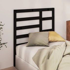 fekete tömör fenyőfa ágyfejtámla 106 x 4 x 104 cm