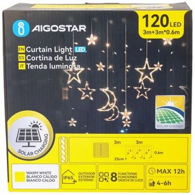 Aigostar - LED napelemes karácsonyi fényfüzér 120xLED/8 világítási mód 3x0,6m 500 mAh IP65 meleg fehér