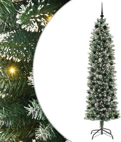 vidaXL Mű Karcsú Karácsonyi Fa 300 LED-del Zöld és Fehér 210 cm