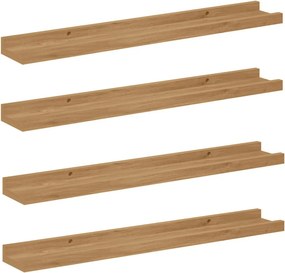 vidaXL Falpolc polcokkal tárolóval 4 pcs Barna 60 x 9 x 3 cm Faanyag