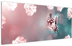 Kép - pillangó a virágok között (120x50 cm)
