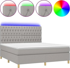 vidaXL világosszürke szövet rugós és LED-es ágy matraccal 160x200 cm