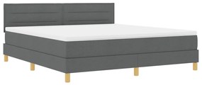 Boxspring ágy matraccal és LED világítással, sötétszürke, 180x200 cm, Szövet