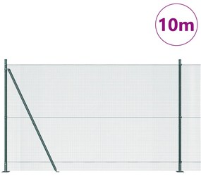 Hegesztett drótkerítés 7 bemetszett oszloppal Zöld 1.6x10 m Acél