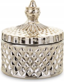 Dekoratív üveg tároló doboz, arany