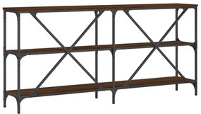 barna tölgyszínű szerelt fa és vas tálalóasztal 160x30x75 cm