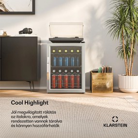 Klarstein Beersafe italhűtő üvegajtóval | 64 x 48 cm | LED-es belső világítás | Ezüst-fekete