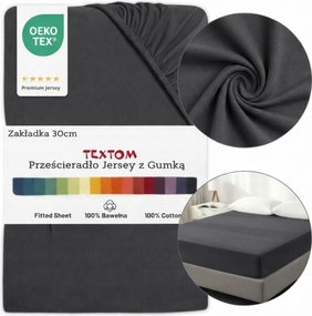 Pamut Lepedő 100% Antracit 120x200cm 30cm Vastag Tömör