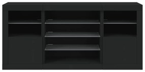 fekete tálalószekrény LED-világítással 142,5 x 37 x 67 cm