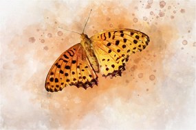 Kép - narancssárga pillangó, akvarell (90x60 cm)