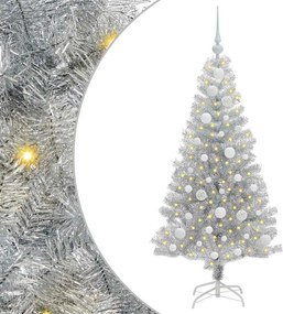 vidaXL Karácsonyfa 150 LED-del állvánnyal Ezüst 120 cm PET