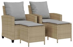4 részes bézs polyrattan kerti ülőgarnitúra párnákkal
