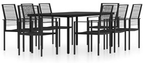 vidaXL 9 részes fekete kerti étkezőgarnitúra