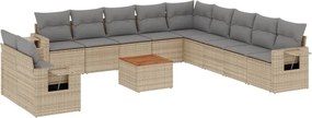 vidaXL 12 részes vegyes bézs polyrattan kerti ülőgarnitúra párnákkal