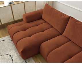 Téglavörös kinyitható-tárolóhelyes sarokkanapé (bal oldali-heverő résszel) Fuji – Bobochic Paris