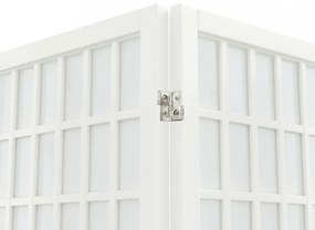 6-paneles fehér japán stílusú összecsukható paraván 240x170 cm