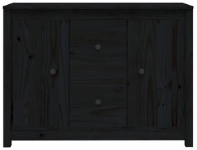 fekete tömör fenyőfa tálalószekrény 100 x 35 x 74 cm